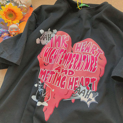 Armas puuvillane karu t-särk tänavariided suvine ülisuur t-särk naiste harajuku lühikeste varrukatega topid T-särk hip hop lips värvitud naljakad ts