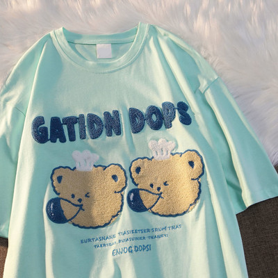 Armas puuvillane karu t-särk tänavariided suvine ülisuur t-särk naiste harajuku lühikeste varrukatega topid T-särk hip hop lips värvitud naljakad ts