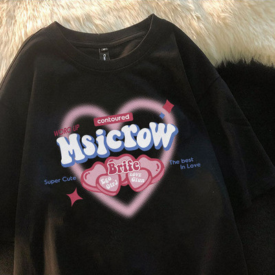 Armas puuvillane karu t-särk tänavariided suvine ülisuur t-särk naiste harajuku lühikeste varrukatega topid T-särk hip hop lips värvitud naljakad ts