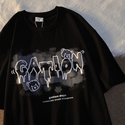 Armas puuvillane karu t-särk tänavariided suvine ülisuur t-särk naiste harajuku lühikeste varrukatega topid T-särk hip hop lips värvitud naljakad ts