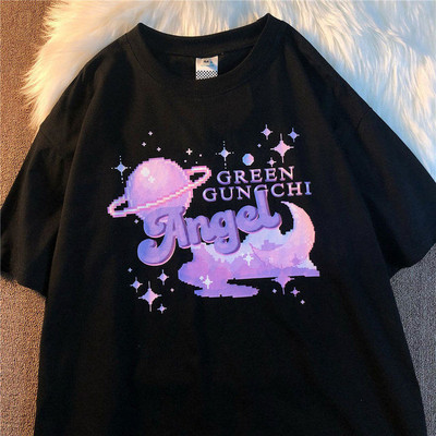 Armas puuvillane karu t-särk tänavariided suvine ülisuur t-särk naiste harajuku lühikeste varrukatega topid T-särk hip hop lips värvitud naljakad ts