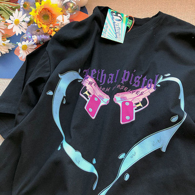 Armas puuvillane karu t-särk tänavariided suvine ülisuur t-särk naiste harajuku lühikeste varrukatega topid T-särk hip hop lips värvitud naljakad ts