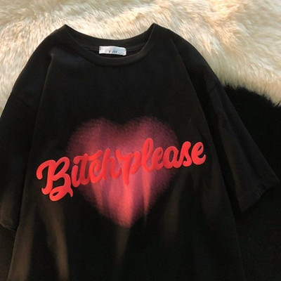 Armas puuvillane karu t-särk tänavariided suvine ülisuur t-särk naiste harajuku lühikeste varrukatega topid T-särk hip hop lips värvitud naljakad ts