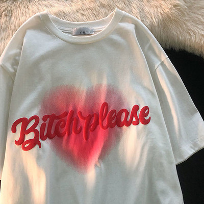 Armas puuvillane karu t-särk tänavariided suvine ülisuur t-särk naiste harajuku lühikeste varrukatega topid T-särk hip hop lips värvitud naljakad ts