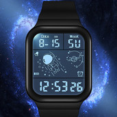 Vandeniui atsparus elektroninis vyriškas laikrodis su silikoniniu dirželiu