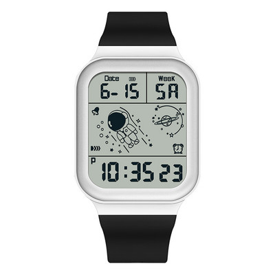 Vandeniui atsparus elektroninis vyriškas laikrodis su silikoniniu dirželiu