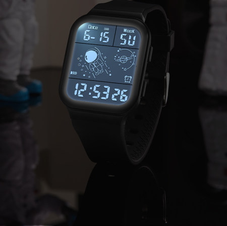 Vandeniui atsparus elektroninis vyriškas laikrodis su silikoniniu dirželiu