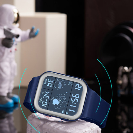 Vandeniui atsparus elektroninis vyriškas laikrodis su silikoniniu dirželiu