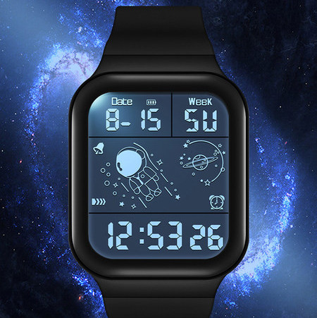 Vandeniui atsparus elektroninis vyriškas laikrodis su silikoniniu dirželiu