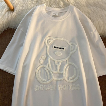 Fashion Little Bears Print Αστεία γραφικά μπλουζάκια καλοκαιρινά λευκά βαμβακερά αισθητικά μπλουζάκια Υπερμεγέθη γυναικεία χαριτωμένα μπλουζάκια Kpop