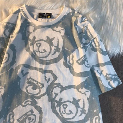 Madingi Little Bears Spausdinti Juokingi grafiniai marškinėliai Vasariniai balti medvilniniai Estetiniai viršutiniai viršūnės Dideli Kpop Moteriški Mieli marškinėliai