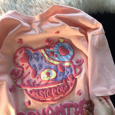 Madingi Little Bears Spausdinti Juokingi grafiniai marškinėliai Vasariniai balti medvilniniai Estetiniai viršutiniai viršūnės Dideli Kpop Moteriški Mieli marškinėliai