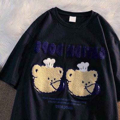 Madingi Little Bears Spausdinti Juokingi grafiniai marškinėliai Vasariniai balti medvilniniai Estetiniai viršutiniai viršūnės Dideli Kpop Moteriški Mieli marškinėliai