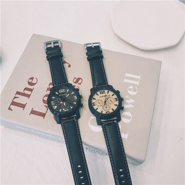 Vyriškas laisvalaikio laikrodis su odine apyranke