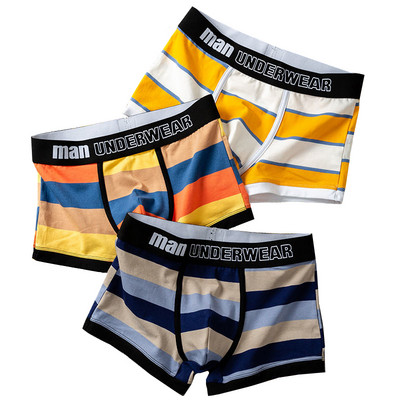 Boxer Men Underpants Brand Luxury Cotton Youth Sports  Underwear Man Personality Men`s Panties Boxers Stripes Sexy Underp