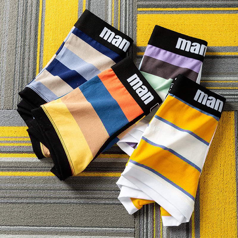 Bokser Meeste Aluspüksid Bränd Luksuslik Puuvillane Noorte Spordipesu Meeste Aluspüksid Bokserid Triibud Seksikas Aluspüksid