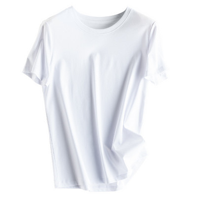 Vasaros merserizuotos medvilnės moteriški šilko marškinėliai su kaklu trumpomis rankovėmis laisvi tiesūs marškinėliai Įprasti marškinėliai minimalistiniams 2021 m.