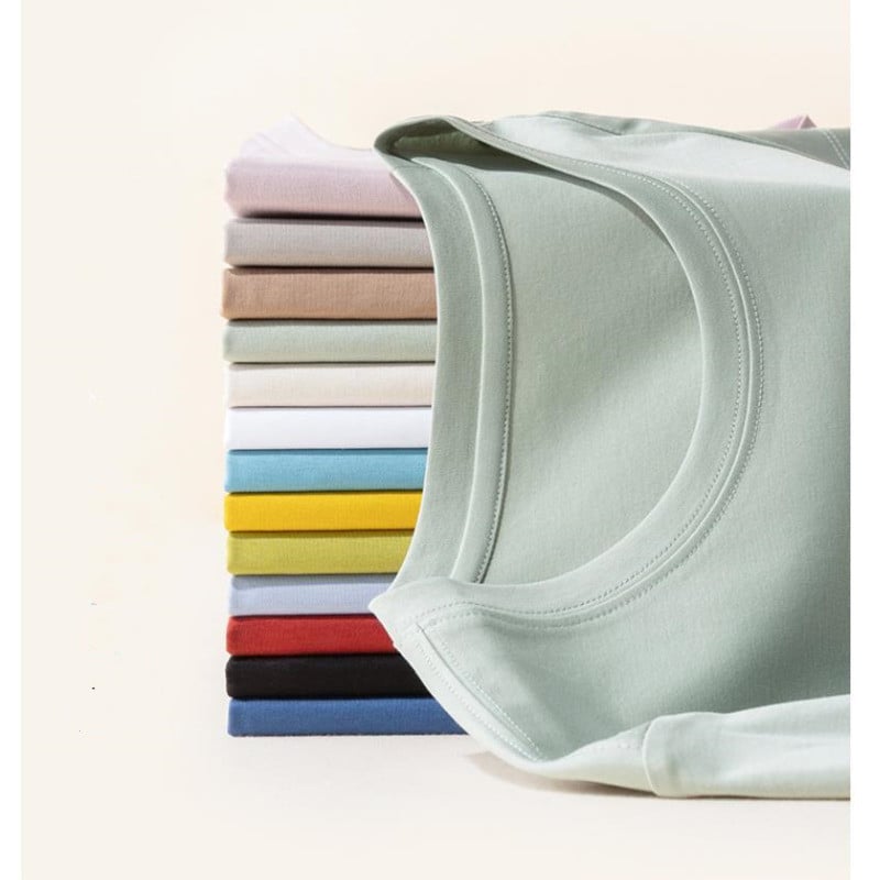 Vasaros merserizuotos medvilnės moteriški šilko marškinėliai su kaklu trumpomis rankovėmis laisvi tiesūs marškinėliai Įprasti marškinėliai minimalistiniams 2021 m.