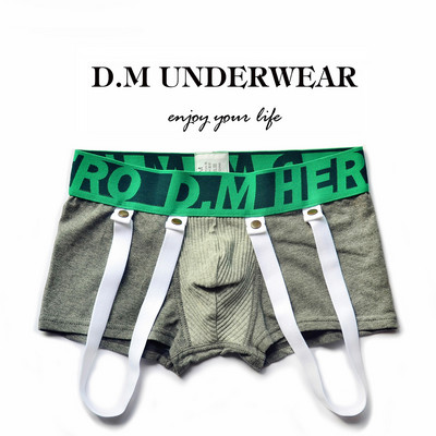 Férfi Rózsaszín Szürke Fekete Fehérnemű Alacsony derékú Szexi fiúshort üzleti gomb Design dagály boxer pamut egyszínű betűk
