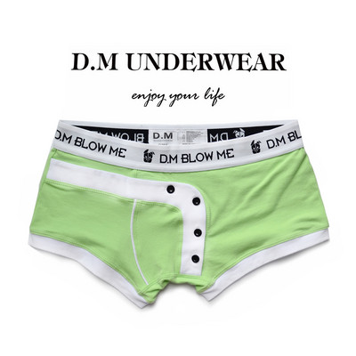 Férfi Rózsaszín Szürke Fekete Fehérnemű Alacsony derékú Szexi fiúshort üzleti gomb Design dagály boxer pamut egyszínű betűk