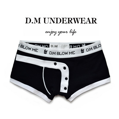 Férfi Rózsaszín Szürke Fekete Fehérnemű Alacsony derékú Szexi fiúshort üzleti gomb Design dagály boxer pamut egyszínű betűk