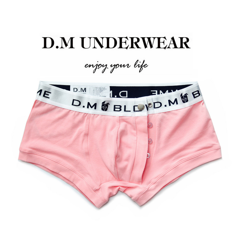 Férfi Rózsaszín Szürke Fekete Fehérnemű Alacsony derékú Szexi fiúshort üzleti gomb Design dagály boxer pamut egyszínű betűk