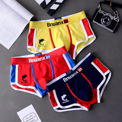 3 db/Lot Férfi Bugyik Pamut Fehérnemű Boxerek Alsónadrágok Férfi Divat Dolphin Boxernadrágok Trendek Ifjúsági személyiség Alsónadrágok Homme
