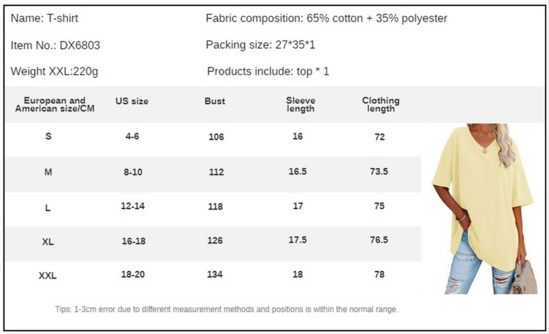 Ženska prevelika majica kratkih rukava, pamučna tunika s V-izrezom, gornji dio ženske odjeće, bijele košulje za žene
