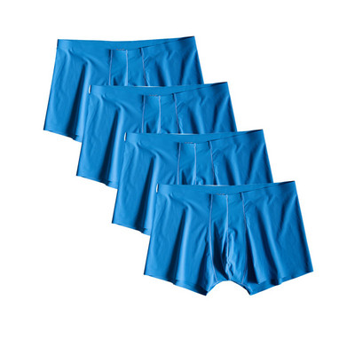 4vnt./stal. Besiūliai vyriški bokseriai Prabangūs šilko bokseriai apatiniai spandeksas 3D tarpkojo bokseris nailoniniai apatiniai šortai, šlifavimo