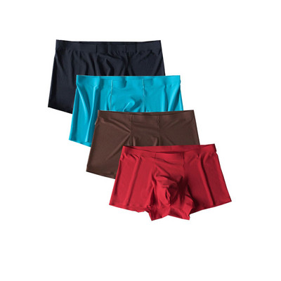 4vnt./stal. Besiūliai vyriški bokseriai Prabangūs šilko bokseriai apatiniai spandeksas 3D tarpkojo bokseris nailoniniai apatiniai šortai, šlifavimo