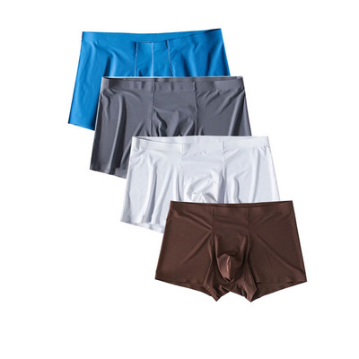 4vnt./stal. Besiūliai vyriški bokseriai Prabangūs šilko bokseriai apatiniai spandeksas 3D tarpkojo bokseris nailoniniai apatiniai šortai, šlifavimo
