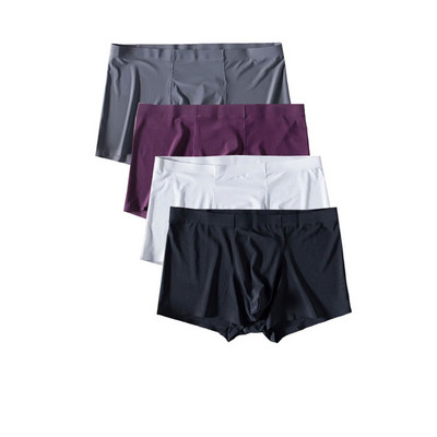 4vnt./stal. Besiūliai vyriški bokseriai Prabangūs šilko bokseriai apatiniai spandeksas 3D tarpkojo bokseris nailoniniai apatiniai šortai, šlifavimo