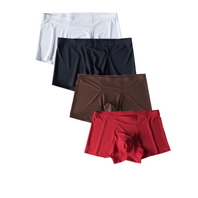 4vnt./stal. Besiūliai vyriški bokseriai Prabangūs šilko bokseriai apatiniai spandeksas 3D tarpkojo bokseris nailoniniai apatiniai šortai, šlifavimo