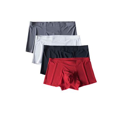 4vnt./stal. Besiūliai vyriški bokseriai Prabangūs šilko bokseriai apatiniai spandeksas 3D tarpkojo bokseris nailoniniai apatiniai šortai, šlifavimo