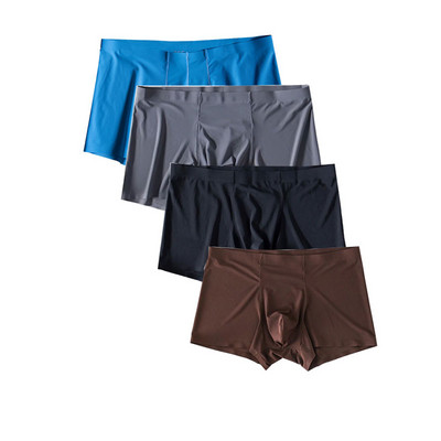 4vnt./stal. Besiūliai vyriški bokseriai Prabangūs šilko bokseriai apatiniai spandeksas 3D tarpkojo bokseris nailoniniai apatiniai šortai, šlifavimo