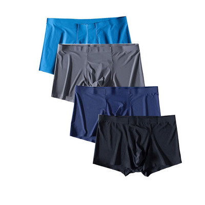 4vnt./stal. Besiūliai vyriški bokseriai Prabangūs šilko bokseriai apatiniai spandeksas 3D tarpkojo bokseris nailoniniai apatiniai šortai, šlifavimo