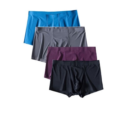 4vnt./stal. Besiūliai vyriški bokseriai Prabangūs šilko bokseriai apatiniai spandeksas 3D tarpkojo bokseris nailoniniai apatiniai šortai, šlifavimo