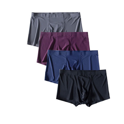 4vnt./stal. Besiūliai vyriški bokseriai Prabangūs šilko bokseriai apatiniai spandeksas 3D tarpkojo bokseris nailoniniai apatiniai šortai, šlifavimo