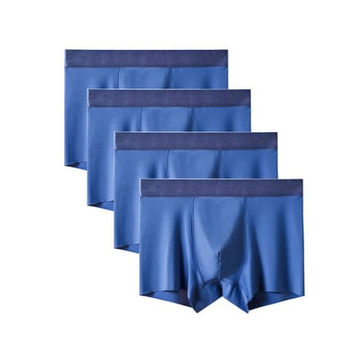 4vnt./stal. Besiūliai vyriški bokseriai Prabangūs šilko bokseriai apatiniai spandeksas 3D tarpkojo bokseris nailoniniai apatiniai šortai, šlifavimo