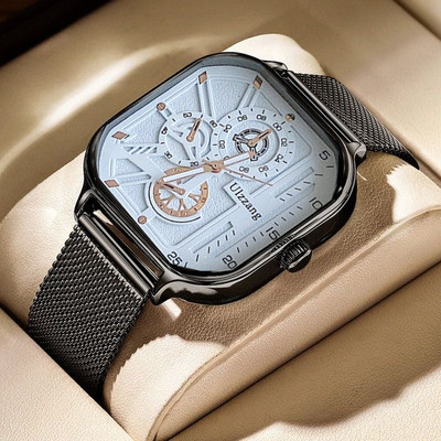 Sportinis laikrodis su kvadratiniu ciferblatu ir ekologiškos odos apyranke