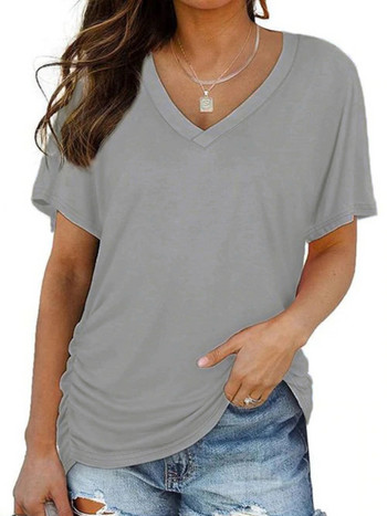 Γυναικείο μπλουζάκι πουλόβερ με μονόχρωμο μονόχρωμο μπλουζάκι με κοντό μανίκι Γυναικεία μπλουζάκια