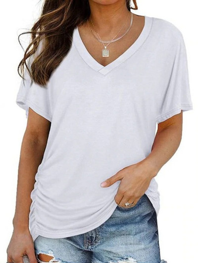 Γυναικείο μπλουζάκι πουλόβερ με μονόχρωμο μονόχρωμο μπλουζάκι με κοντό μανίκι Γυναικεία μπλουζάκια