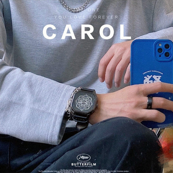 Vyriškas laikrodis su kvadratiniu ciferblatu ir ekologiškos odos apyranke