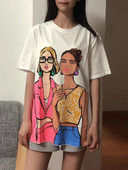 Zach AiIsa primăvară și vară nou temperament simplu și versatil tricou cu mâneci scurte cu gât rotund, drept, casual, imprimat