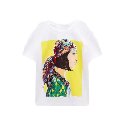 Zach AiIsa primăvară și vară nou temperament simplu și versatil tricou cu mâneci scurte cu gât rotund, drept, casual, imprimat