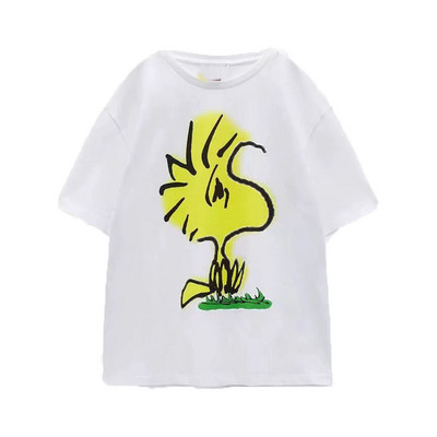 Zach AiIsa primăvară și vară nou temperament simplu și versatil tricou cu mâneci scurte cu gât rotund, drept, casual, imprimat