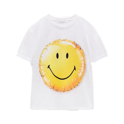 Zach AiIsa primăvară și vară nou temperament simplu și versatil tricou cu mâneci scurte cu gât rotund, drept, casual, imprimat