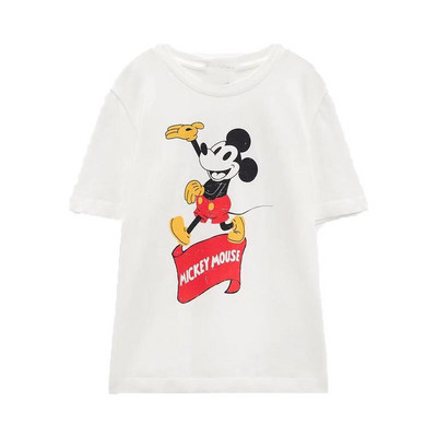 Zach AiIsa primăvară și vară nou temperament simplu și versatil tricou cu mâneci scurte cu gât rotund, drept, casual, imprimat