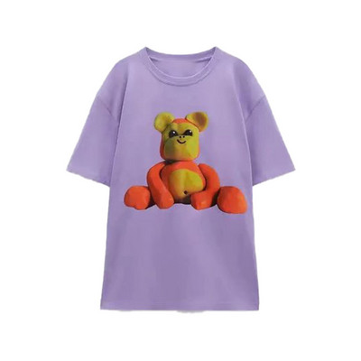 Zach AiIsa primăvară și vară nou temperament simplu și versatil tricou cu mâneci scurte cu gât rotund, drept, casual, imprimat