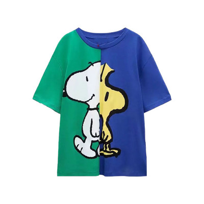 Zach AiIsa primăvară și vară nou temperament simplu și versatil tricou cu mâneci scurte cu gât rotund, drept, casual, imprimat